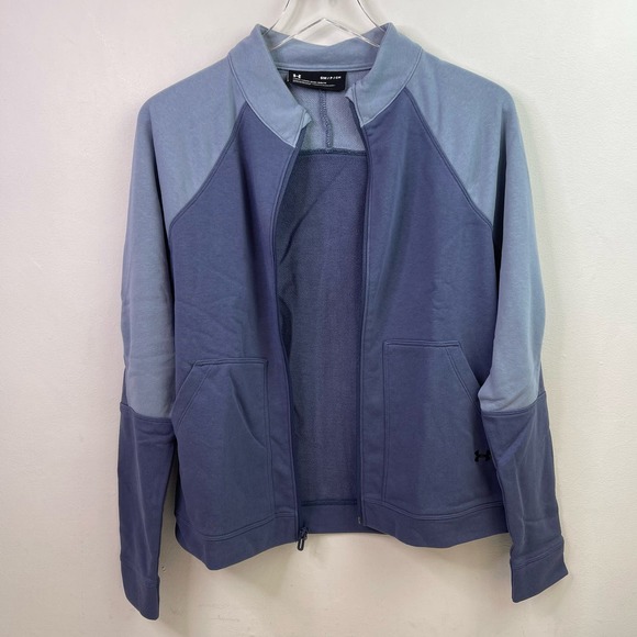 Under Armour Blue Track Top Zip Jacket Loose Fit Pockets Women's Small 42-44 EUC - Picture 5 of 8